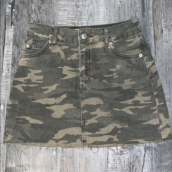 camo denim mini skirt
